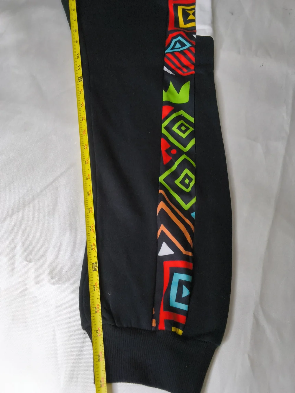 Black Men's Joggers with Multicolor Geometric Side Stripes